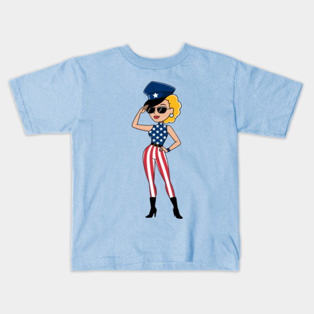 4th Of July Pin Up Girl Kids T-Shirt by Creatifly Graphic Tees