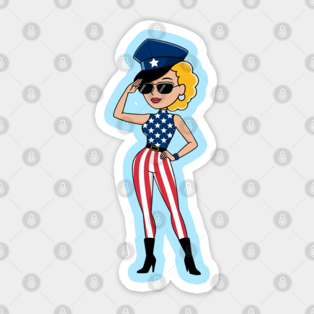 4th Of July Pin Up Girl Sticker by Creatifly Graphic Tees