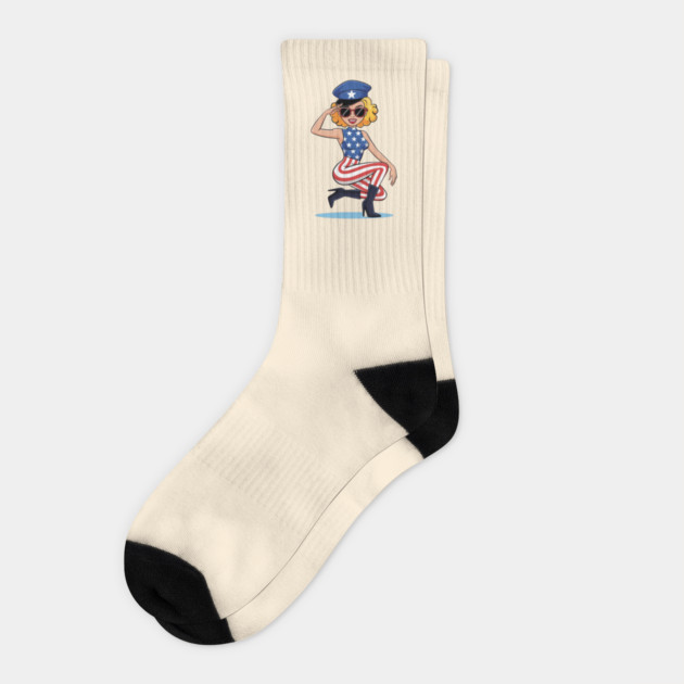 4th Of July Pin Up Girl Socks by Creatifly Graphic Tees