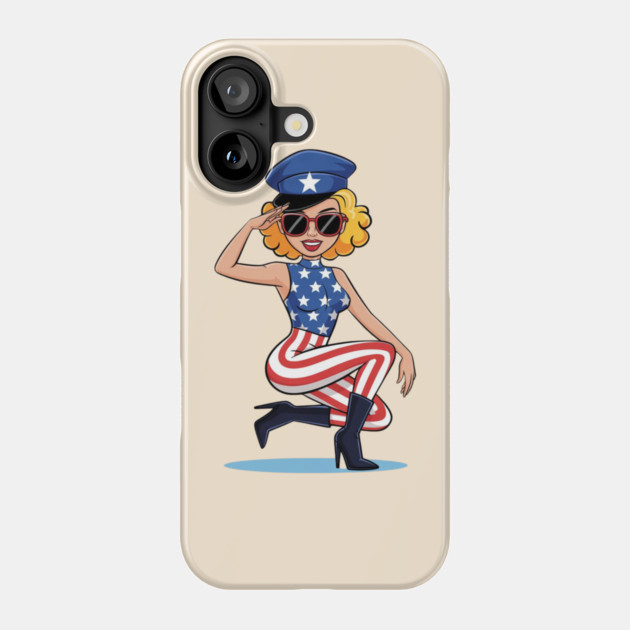 4th Of July Pin Up Girl Phone Case by Creatifly Graphic Tees