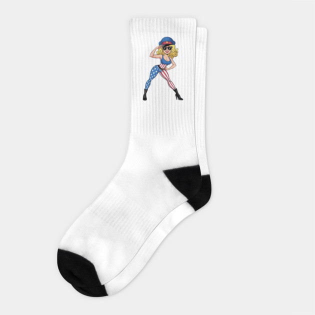 4th Of July Pin Up Girl Socks by Creatifly Graphic Tees