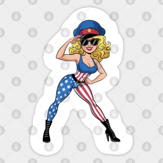 4th Of July Pin Up Girl Sticker by Creatifly Graphic Tees