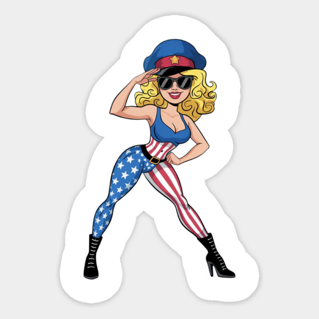 4th Of July Pin Up Girl Magnet by Creatifly Graphic Tees