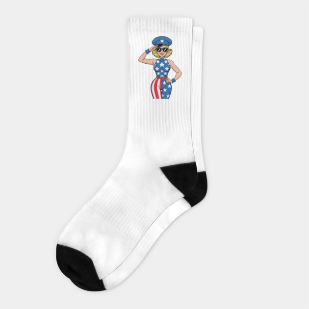 4th Of July Pin Up Girl Socks by Creatifly Graphic Tees