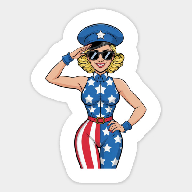 4th Of July Pin Up Girl Magnet by Creatifly Graphic Tees
