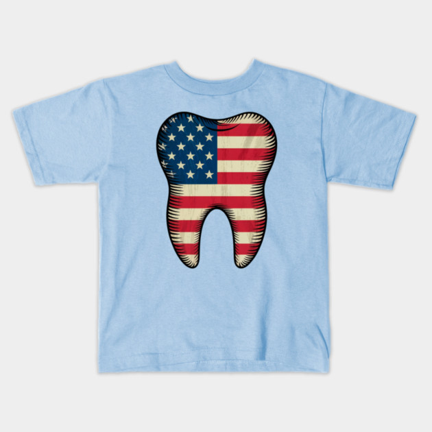 Happy 4th Of July American Dental Squad Funny Dental Assistant Kids T-Shirt by Creatifly Graphic Tees