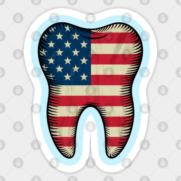 Happy 4th Of July American Dental Squad Funny Dental Assistant Sticker by Creatifly Graphic Tees