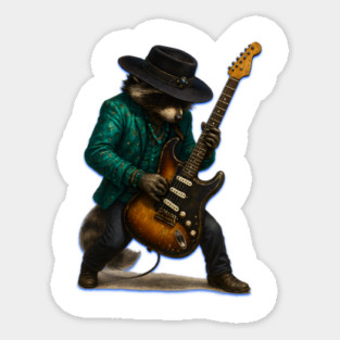 The Raccoon Blues, electric guitar playing racoon Sticker