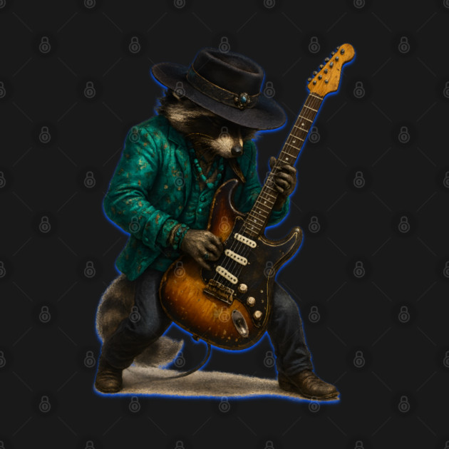 The Raccoon Blues, electric guitar playing racoon by Luxinda