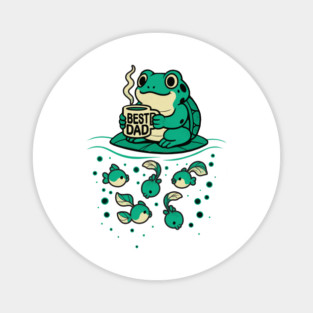 Funny Best Dad Frog with Coffee and Tadpoles Magnet