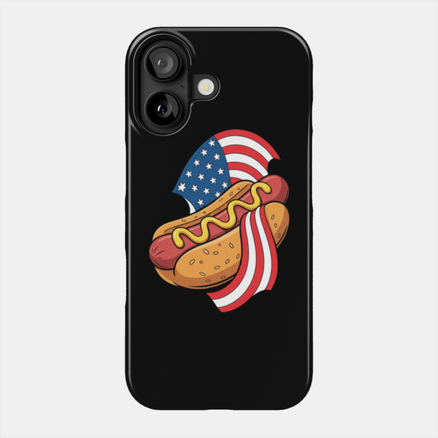 4th of July Hot Dog Phone Case by Creatifly Graphic Tees