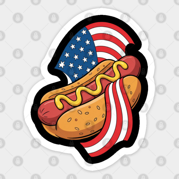 4th of July Hot Dog Sticker by Creatifly Graphic Tees