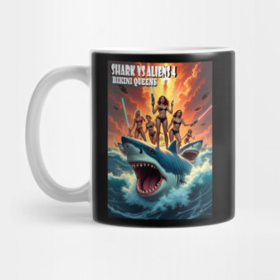 Shark vs Aliens 4: Bikini Queens – Retro Sci Fi  B Movie Art Mug