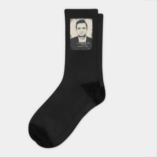 Johnny Cash 80s 90s Mugshot -- Vintage Retro Socks