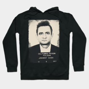 Johnny Cash 80s 90s Mugshot -- Vintage Retro Hoodie