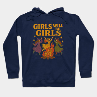 Girls Will Be Girls Witches Coven – Halloween Feminist Witch Design Hoodie