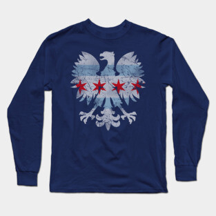 Vintage Chicago Flag Polish Eagle Heritage Long Sleeve T-Shirt