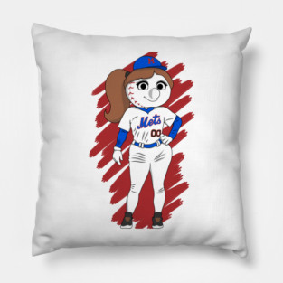 Mrs Met New York Mascot Cartoon Pillow