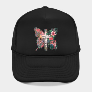 Faith Cross Flower Butterfly Christian Vintage Hat