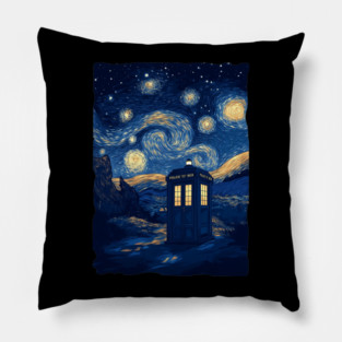 The Starry Night Tardis Funny Meme TV Series Pillow