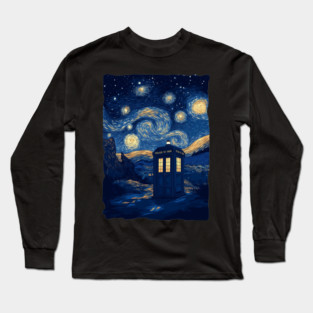 The Starry Night Tardis Funny Meme TV Series Long Sleeve T-Shirt