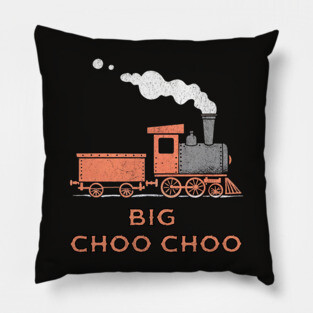Big Choo Choo – Retro Steam Train Cartoon Design Pillow