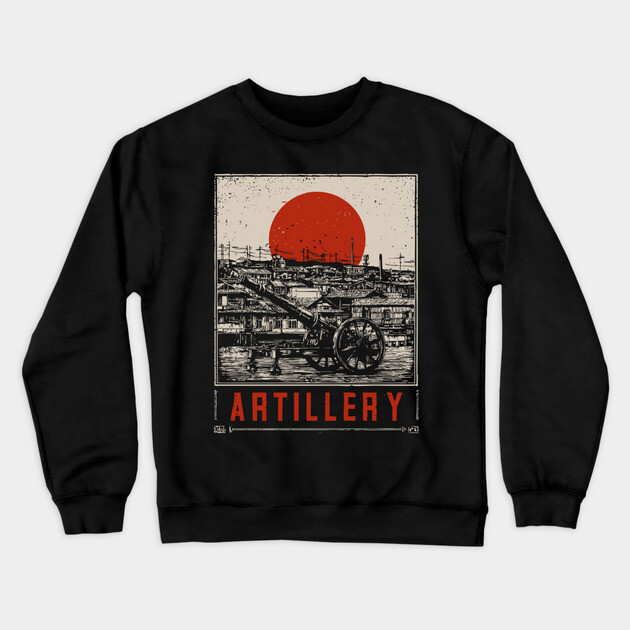 Vintage Artillery Military Poster - Industrial Dieselpunk War Art Crewneck Sweatshirt by TuncGK