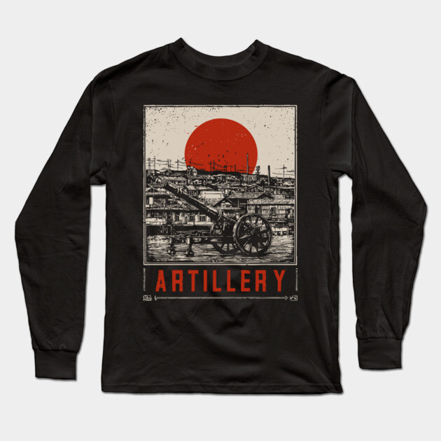 Vintage Artillery Military Poster - Industrial Dieselpunk War Art Long Sleeve T-Shirt by TuncGK