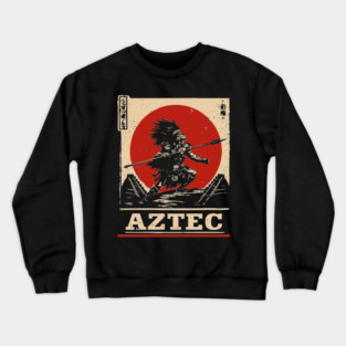 Aztec Sun Warrior - Indigenous Mythpunk Propaganda Art Crewneck Sweatshirt
