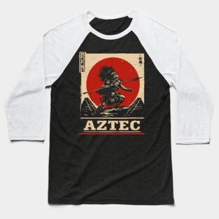 Aztec Sun Warrior - Indigenous Mythpunk Propaganda Art Baseball T-Shirt
