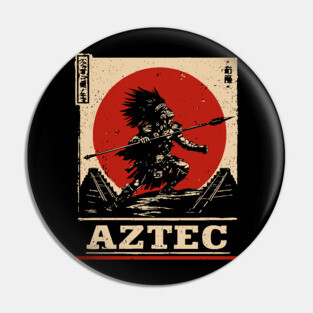 Aztec Sun Warrior - Indigenous Mythpunk Propaganda Art Pin