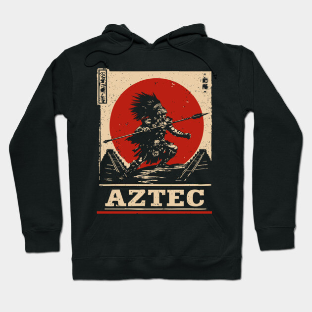 Aztec Sun Warrior - Indigenous Mythpunk Propaganda Art Hoodie by TuncGK