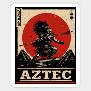 Aztec Sun Warrior - Indigenous Mythpunk Propaganda Art Magnet