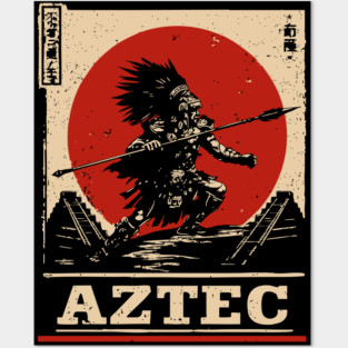Aztec Sun Warrior - Indigenous Mythpunk Propaganda Art Posters and Art