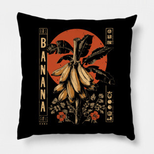 Tropical Banana Botanical - Surrealist Wabi Sabi Nature Print Pillow