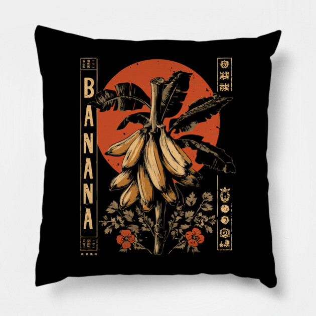 Tropical Banana Botanical - Surrealist Wabi Sabi Nature Print Pillow by TuncGK