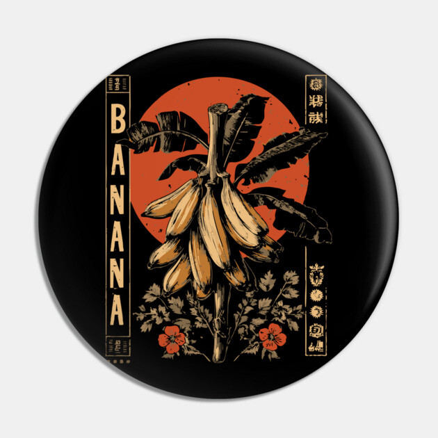 Tropical Banana Botanical - Surrealist Wabi Sabi Nature Print Pin by TuncGK