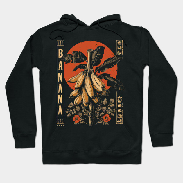 Tropical Banana Botanical - Surrealist Wabi Sabi Nature Print Hoodie by TuncGK