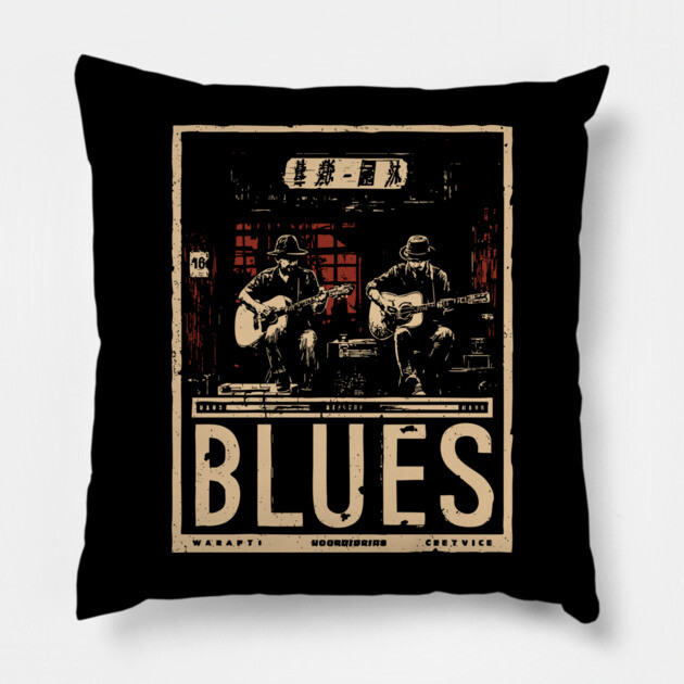 Blues Band Neo Noir Poster - Urban Folklore Music Art Pillow by TuncGK