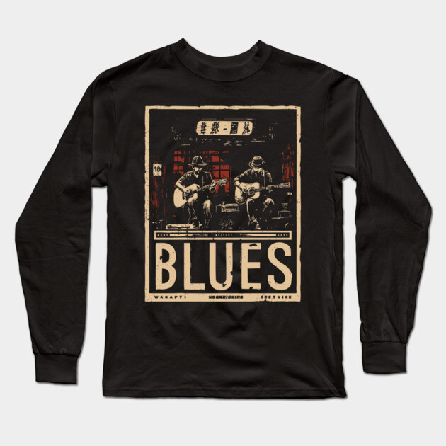 Blues Band Neo Noir Poster - Urban Folklore Music Art Long Sleeve T-Shirt by TuncGK