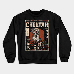 Cheetah Portrait - Dark Academia Wildlife Screenprint Crewneck Sweatshirt