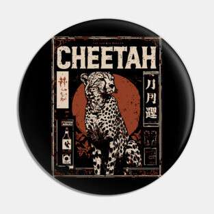 Cheetah Portrait - Dark Academia Wildlife Screenprint Pin