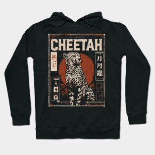 Cheetah Portrait - Dark Academia Wildlife Screenprint Hoodie