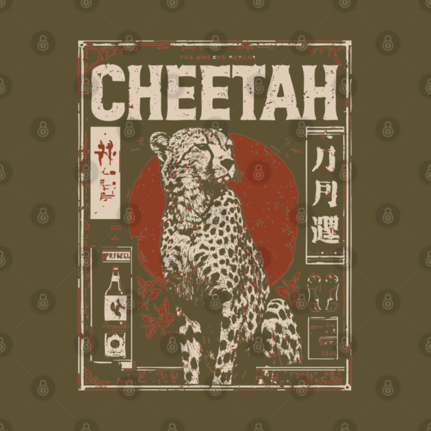 Cheetah Portrait - Dark Academia Wildlife Screenprint by TuncGK