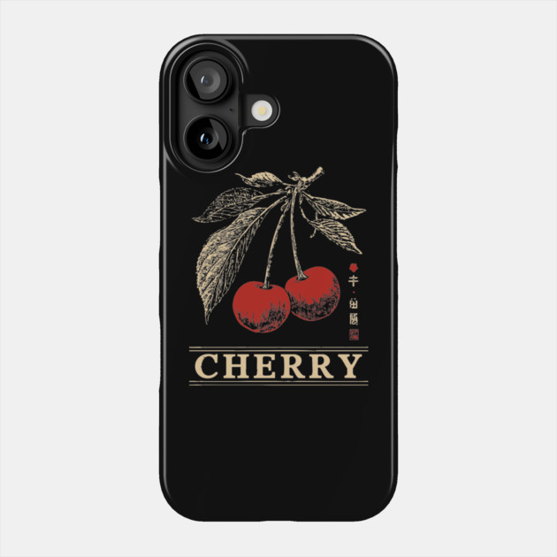 Cherry Branch Botanical - Dark Academia Wabi Sabi Print Phone Case by TuncGK