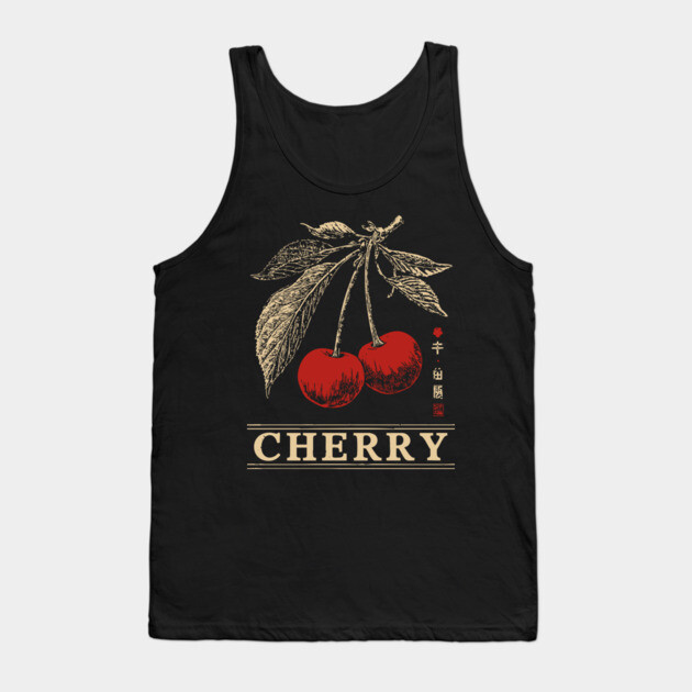 Cherry Branch Botanical - Dark Academia Wabi Sabi Print Tank Top by TuncGK
