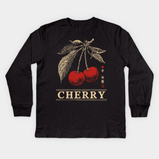 Cherry Branch Botanical - Dark Academia Wabi Sabi Print Kids Long Sleeve T-Shirt