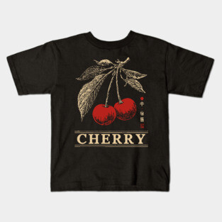Cherry Branch Botanical - Dark Academia Wabi Sabi Print Kids T-Shirt