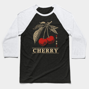 Cherry Branch Botanical - Dark Academia Wabi Sabi Print Baseball T-Shirt