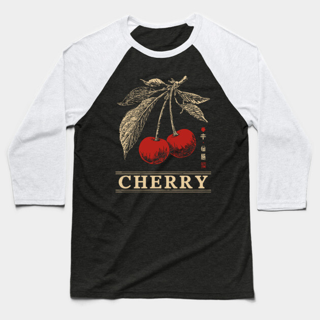 Cherry Branch Botanical - Dark Academia Wabi Sabi Print Baseball T-Shirt by TuncGK
